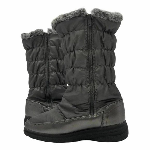 Aqua Stop Mongoose Winter Boots Faux Fur Lined Side Zipper Gray Size 7 - Picture 10 of 10